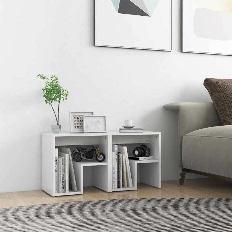Tables de chevet 2 pcs blanc 40x30x40 cm bois d'ingénierie 617058617058