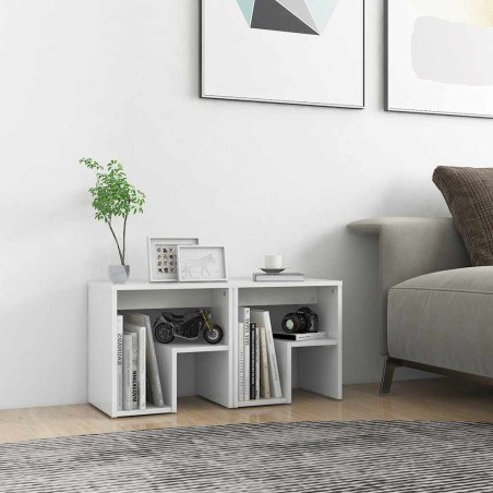 Tables de chevet 2 pcs blanc 40x30x40 cm bois d'ingénierie 617058617058