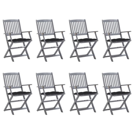 Chaises pliables d'extérieur lot de 8 et coussins Bois d'acacia 617059617059