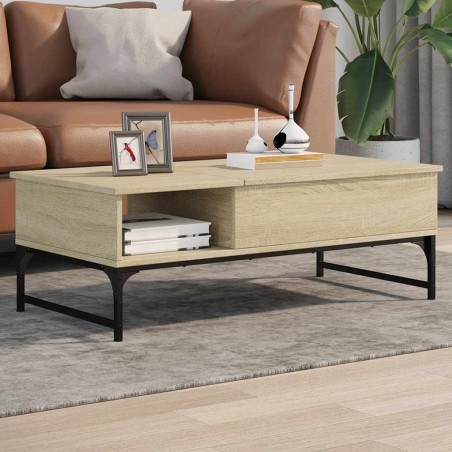 Table basse chêne sonoma 100x50x35cm bois d'ingénierie et métal 617064617064