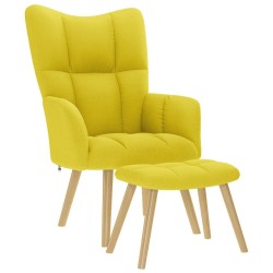 Chaise de relaxation avec repose-pied jaune clair tissu 617066617066