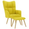 Chaise de relaxation avec repose-pied jaune clair tissu 617066617066