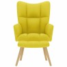 Chaise de relaxation avec repose-pied jaune clair tissu 617066617066