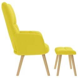 Chaise de relaxation avec repose-pied jaune clair tissu 617066617066