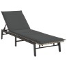 Chaise longue avec coussin en rotin synthétique gris clair 617068617068
