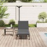 Chaise longue avec coussin en rotin synthétique gris clair 617068617068