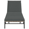 Chaise longue avec coussin en rotin synthétique gris clair 617068617068