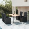 Ensemble à manger de jardin coussins 5pcs Noir Résine tressée 617072617072