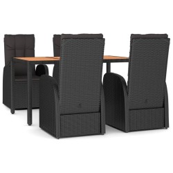Ensemble à manger de jardin coussins 5pcs Noir Résine tressée 617072617072