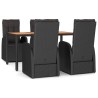 Ensemble à manger de jardin coussins 5pcs Noir Résine tressée 617072617072