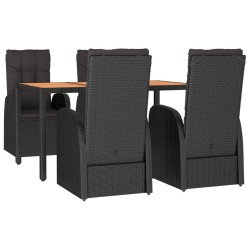 Ensemble à manger de jardin coussins 5pcs Noir Résine tressée 617072617072