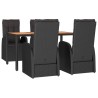 Ensemble à manger de jardin coussins 5pcs Noir Résine tressée 617072617072
