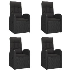 Ensemble à manger de jardin coussins 5pcs Noir Résine tressée 617072617072