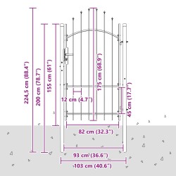 Porte de Jardin Woerden Gris 175 x 100 cm Acier 617074617074