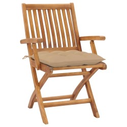 Chaises de jardin lot de 2 et coussins beige Bois teck massif 617076617076