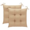 Chaises de jardin lot de 2 et coussins beige Bois teck massif 617076617076