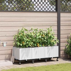 Porte-plante de jardin avec irrigation et roues 3 pc Blanc PP 617077617077