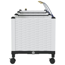 Porte-plante de jardin avec irrigation et roues 3 pc Blanc PP 617077617077