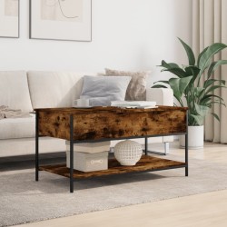 Table basse chêne fumé 100x50x50 cm bois d'ingénierie et métal 617088617088