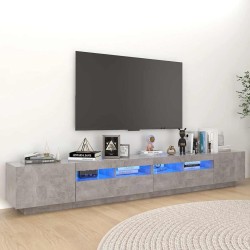 Meuble TV avec lumières LED Gris béton 260x35x40 cm 617092617092
