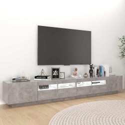 Meuble TV avec lumières LED Gris béton 260x35x40 cm 617092617092