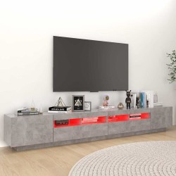 Meuble TV avec lumières LED Gris béton 260x35x40 cm 617092617092