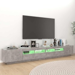 Meuble TV avec lumières LED Gris béton 260x35x40 cm 617092617092