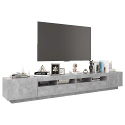 Meuble TV avec lumières LED Gris béton 260x35x40 cm 617092617092