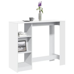 Table de bar et étagère blanc 124x46x103,5 cm bois d'ingénierie 617096617096