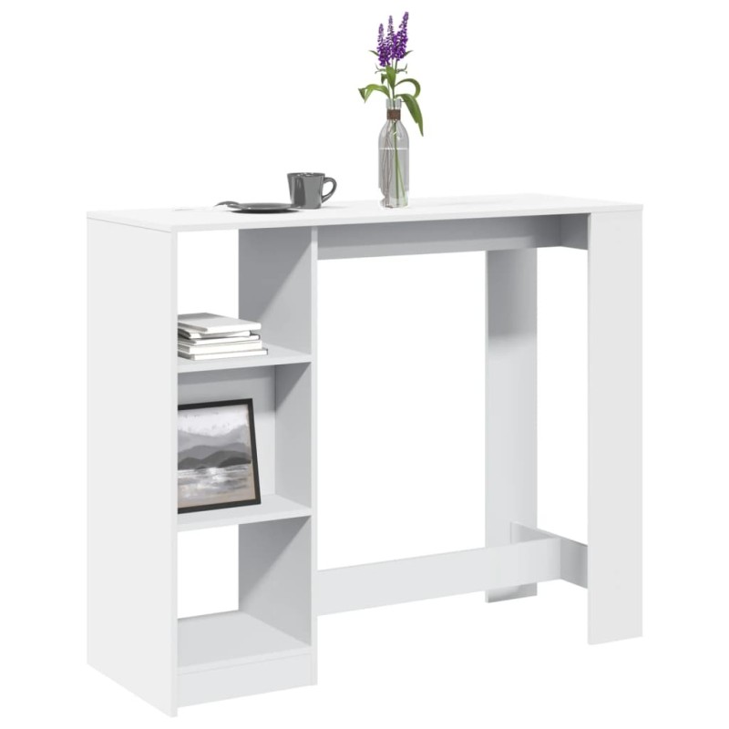 Table de bar et étagère blanc 124x46x103,5 cm bois d'ingénierie 617096617096