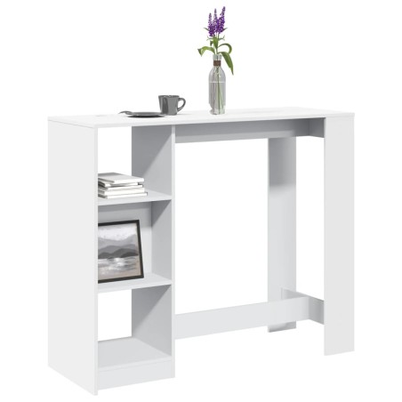Table de bar et étagère blanc 124x46x103,5 cm bois d'ingénierie 617096617096