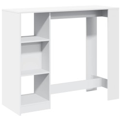 Table de bar et étagère blanc 124x46x103,5 cm bois d'ingénierie 617096617096