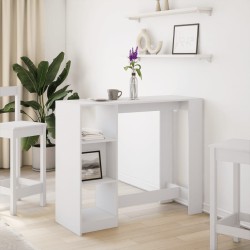 Table de bar et étagère blanc 124x46x103,5 cm bois d'ingénierie 617096617096