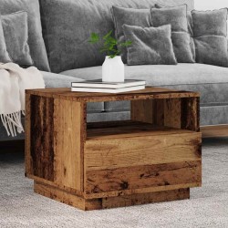 Table basse avec lumières LED vieux bois 50x49x40 cm 617101617101