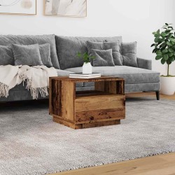 Table basse avec lumières LED vieux bois 50x49x40 cm 617101617101