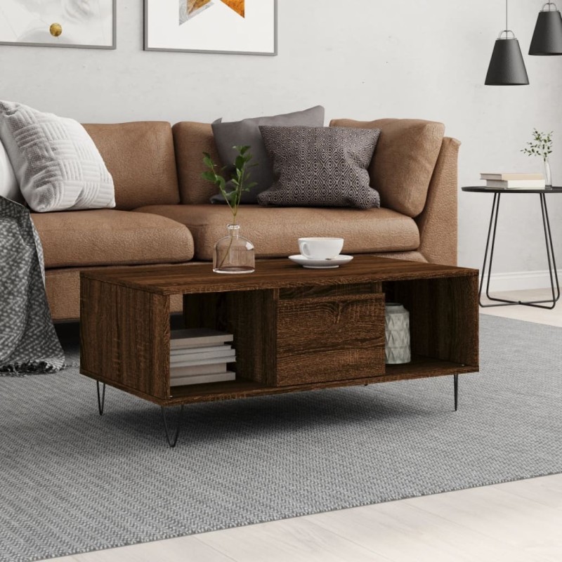 Table basse Chêne marron 90x50x36,5 cm Bois d'ingénierie 617106617106