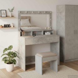 Table de Toilette avec étagère Gris béton 100 x 41 x 135 cm 617108617108