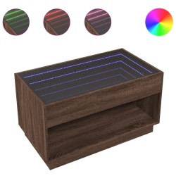 Table basse avec LED infini chêne marron 90x50x50 cm 617110617110