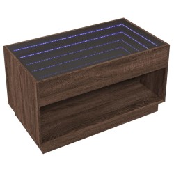 Table basse avec LED infini chêne marron 90x50x50 cm 617110617110