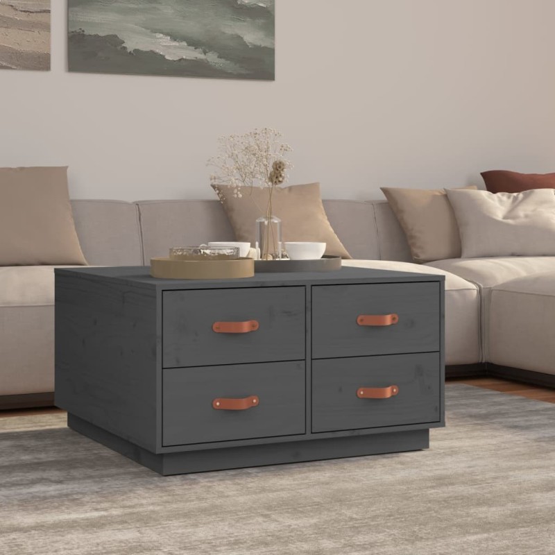 Table basse Gris 80x80x45 cm Bois massif de pin 617116617116