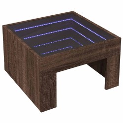 Table basse avec LED infini chêne marron 50x50x30 cm 617121617121