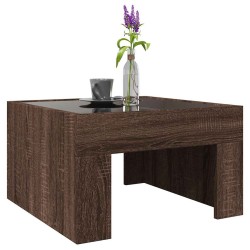 Table basse avec LED infini chêne marron 50x50x30 cm 617121617121