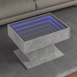 Table basse avec LED gris béton 70x50x45 cm bois d'ingénierie 617137617137
