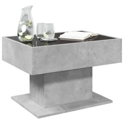 Table basse avec LED gris béton 70x50x45 cm bois d'ingénierie 617137617137