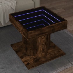 Table basse avec LED chêne fumé 50x50x45 cm bois d'ingénierie 617138617138
