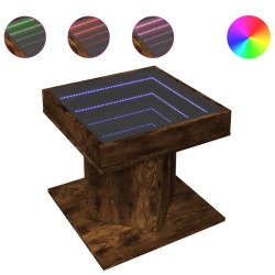 Table basse avec LED chêne fumé 50x50x45 cm bois d'ingénierie 617138617138