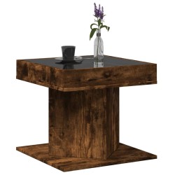 Table basse avec LED chêne fumé 50x50x45 cm bois d'ingénierie 617138617138