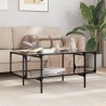 Table basse avec dessus en verre noir 98,5x50x45 cm acier 617139617139