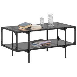 Table basse avec dessus en verre noir 98,5x50x45 cm acier 617139617139