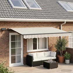 Auvent rétractable Gris clair et blanc 500 × 350 cm 617141617141